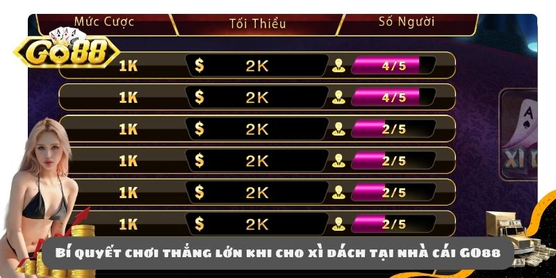 Bí quyết chơi thắng lớn khi cho xì dách tại nhà cái GO88